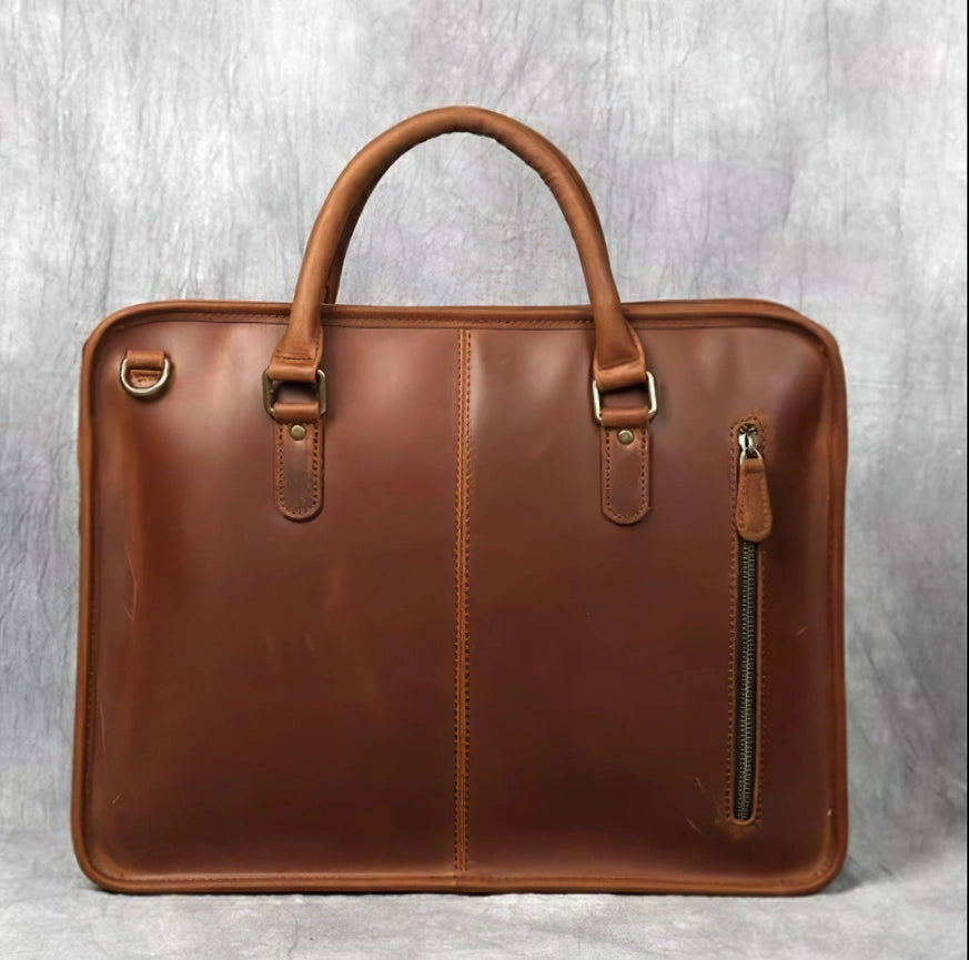 The Hemming Leather Laptop Bag | Vintage Leather Briefcase-Briefcases-Steel Horse Leather-Leather-Urbanheer