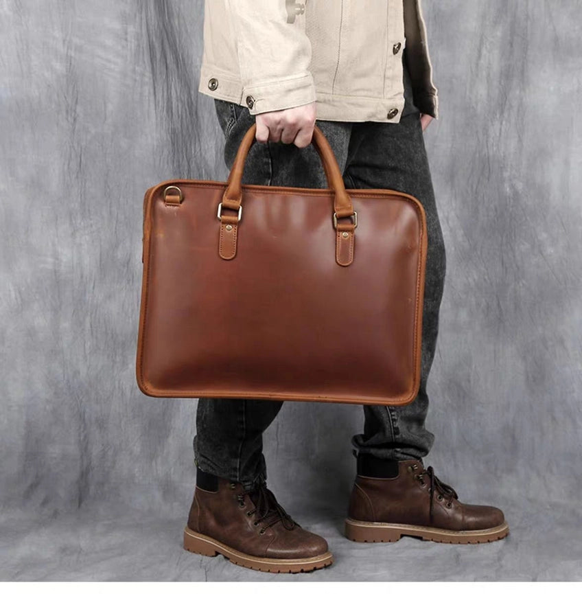 The Hemming Leather Laptop Bag | Vintage Leather Briefcase-Briefcases-Steel Horse Leather-Leather-Urbanheer