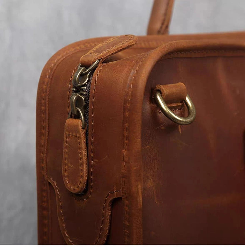 The Hemming Leather Laptop Bag | Vintage Leather Briefcase-Briefcases-Steel Horse Leather-Leather-Urbanheer