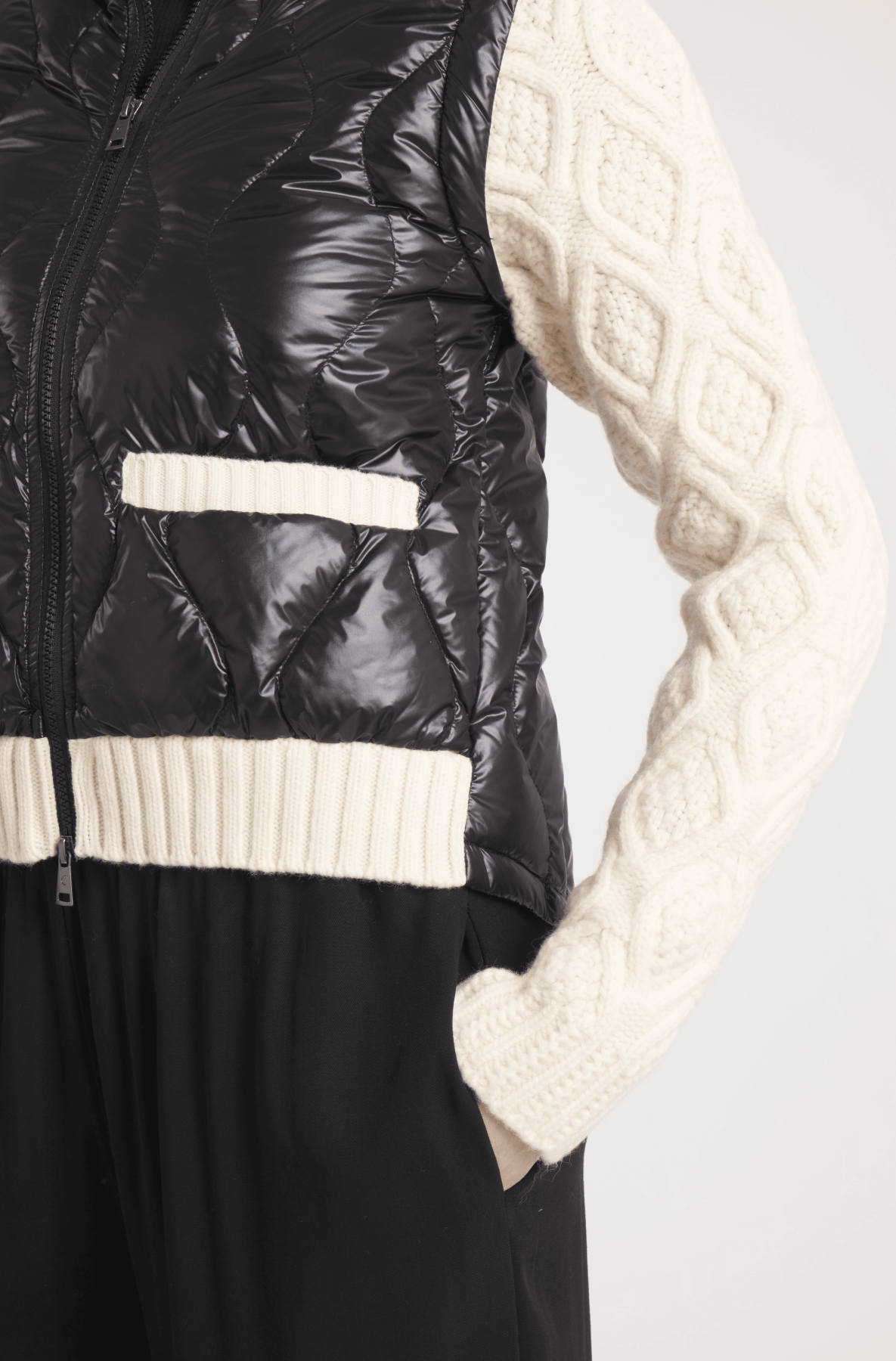 The Hyde | Quilted Down / Wool Jacket | Midnight Black / Beige
