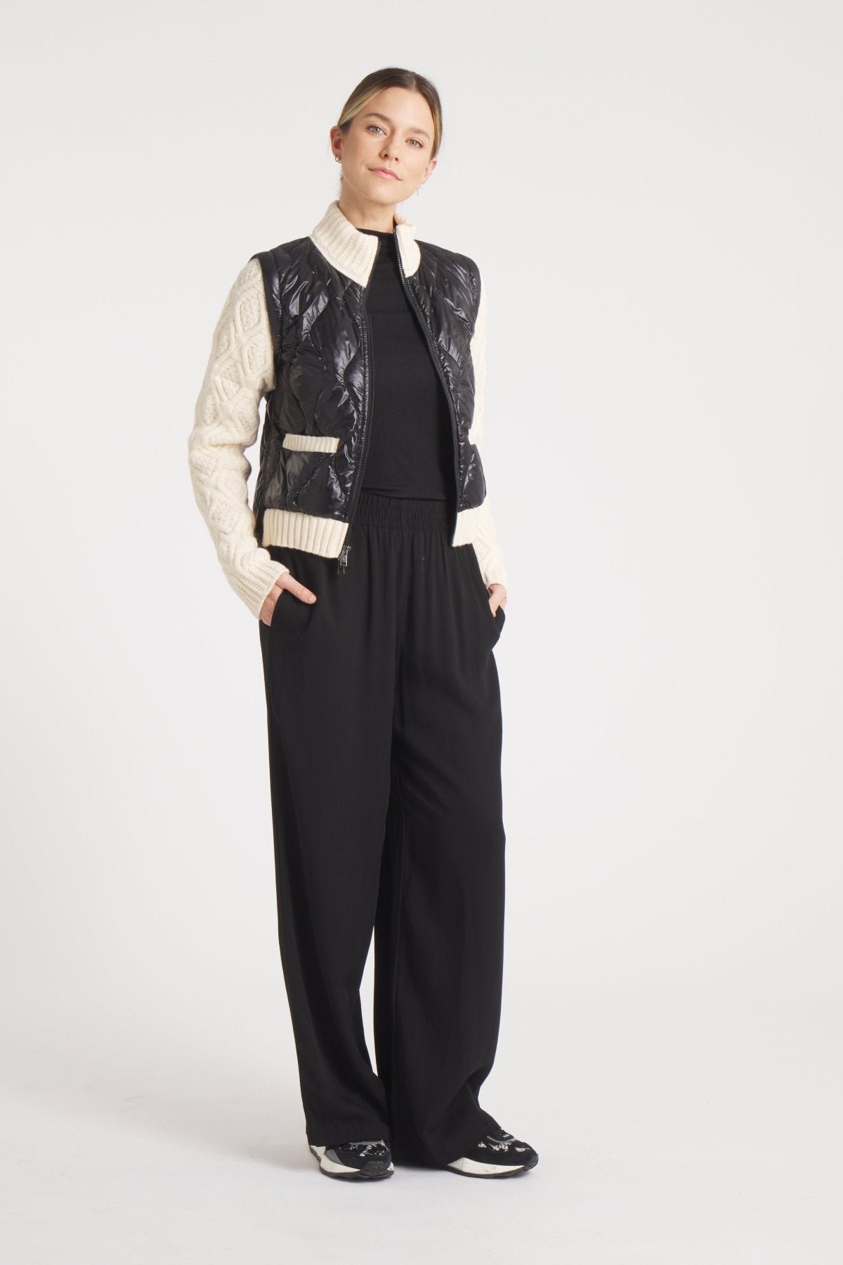 The Hyde | Quilted Down / Wool Jacket | Midnight Black / Beige