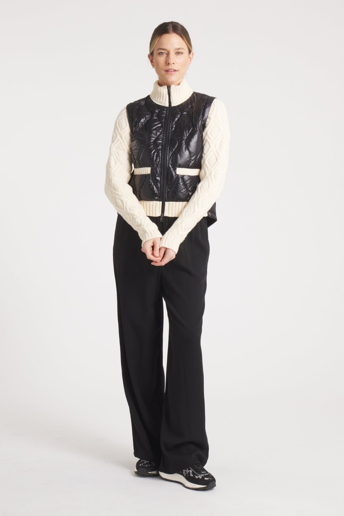 The Hyde | Quilted Down / Wool Jacket | Midnight Black / Beige