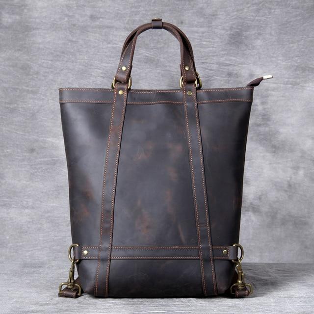 The Icarus | Handmade Vintage Leather Backpack dark brown-Backpack-Steel Horse Leather-Leather-14.9" X 10.2" X 3.9" (38cmx 26cm x 10cm)-Urbanheer