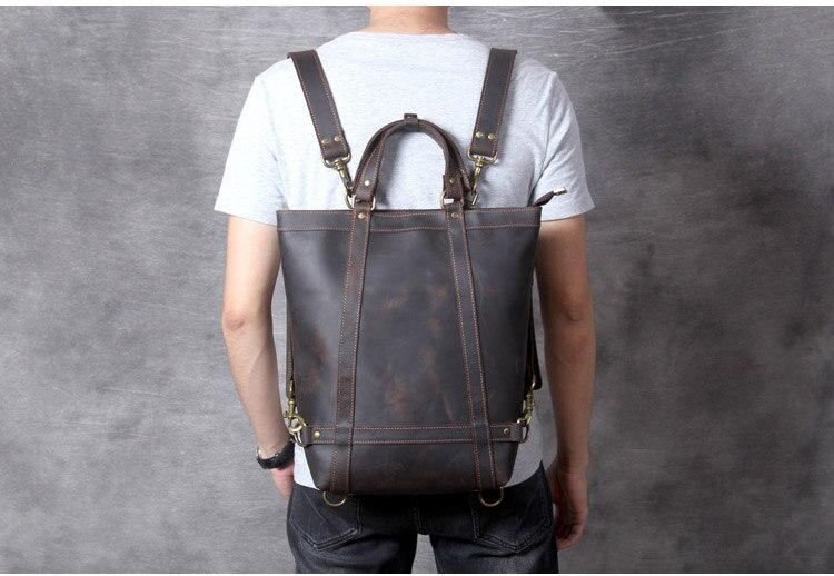 The Icarus | Handmade Vintage Leather Backpack dark brown-Backpack-Steel Horse Leather-Leather-14.9" X 10.2" X 3.9" (38cmx 26cm x 10cm)-Urbanheer