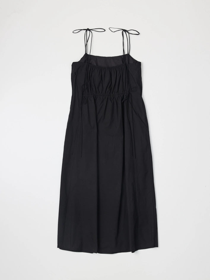 The Isadora Dress | Poplin Midi Dress with Shoulder Ties BLACK-Dress-All Row-S-BLACK-Urbanheer