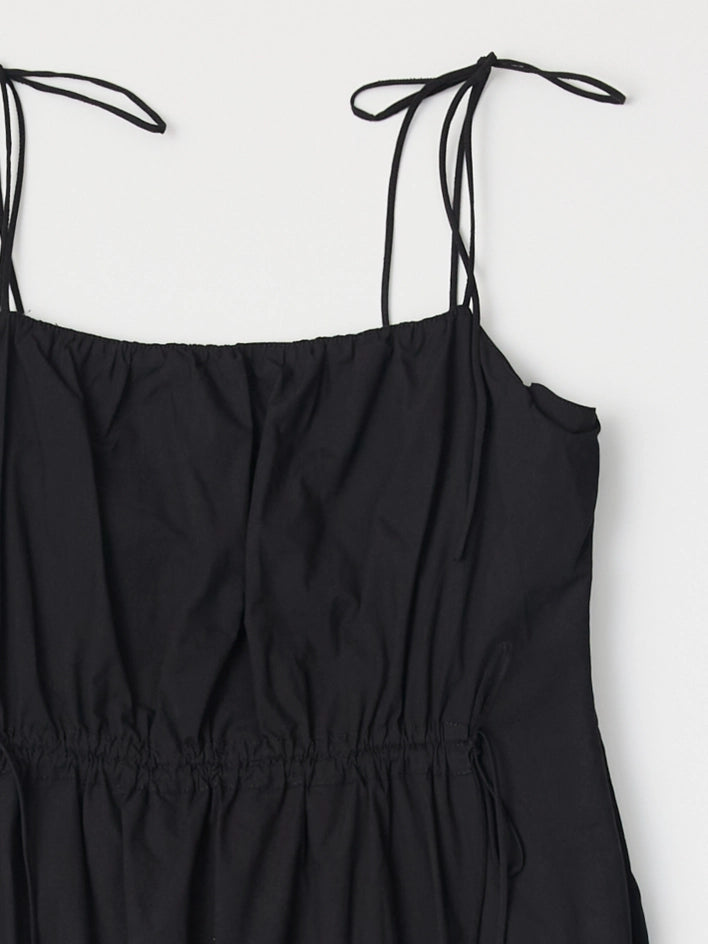 The Isadora Dress | Poplin Midi Dress with Shoulder Ties BLACK-Dress-All Row-S-BLACK-Urbanheer