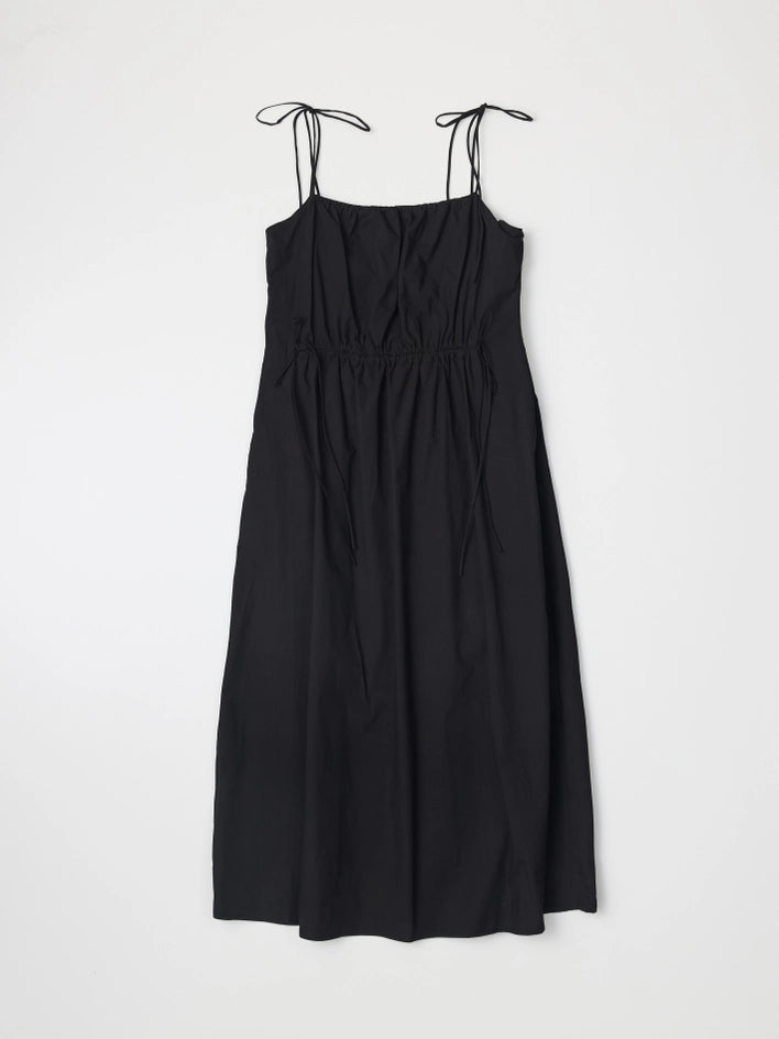 The Isadora Dress | Poplin Midi Dress with Shoulder Ties BLACK-Dress-All Row-S-BLACK-Urbanheer