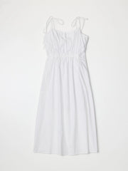 The Isadora Dress | Poplin Midi Dress with Shoulder Ties WHITE-Dress-All Row-S-CHARCOAL-Urbanheer