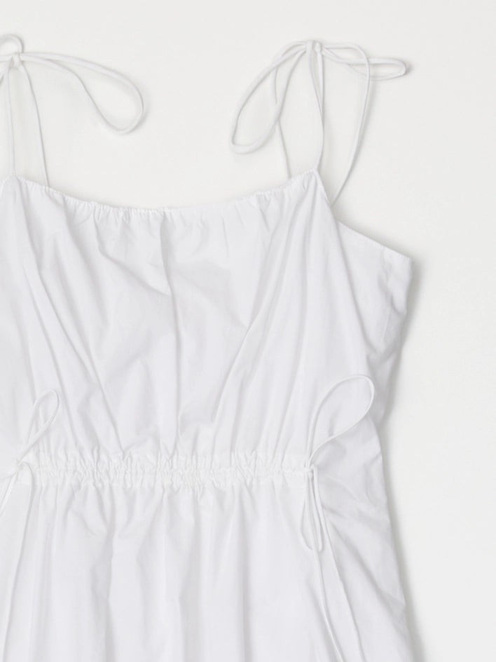 The Isadora Dress | Poplin Midi Dress with Shoulder Ties WHITE-Dress-All Row-S-CHARCOAL-Urbanheer