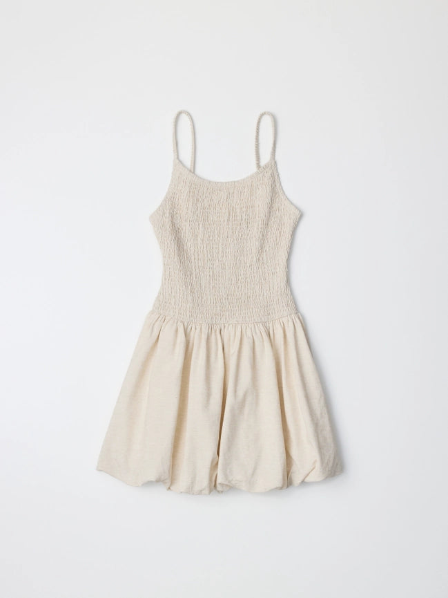 The Jaime Dress | Smocked Mini Bubble Dress OATMEAL-Dress-MOD REF-S-OATMEAL-Urbanheer