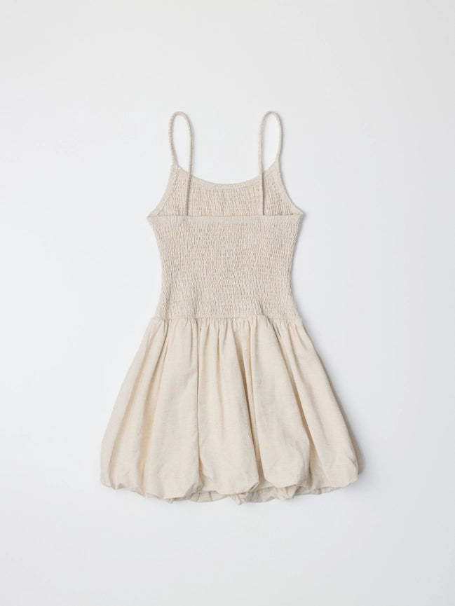 The Jaime Dress | Smocked Mini Bubble Dress OATMEAL-Dress-MOD REF-S-OATMEAL-Urbanheer