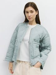 The Kara Jacket | Quilted Zip Jacket Blue-Jacket-MOD REF-S-Blue-Urbanheer
