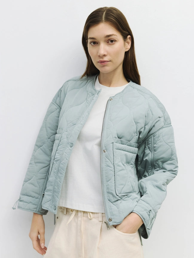 The Kara Jacket | Quilted Zip Jacket Blue-Jacket-MOD REF-S-Blue-Urbanheer