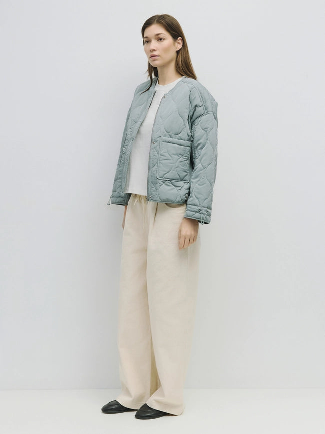 The Kara Jacket | Quilted Zip Jacket Blue-Jacket-MOD REF-S-Blue-Urbanheer