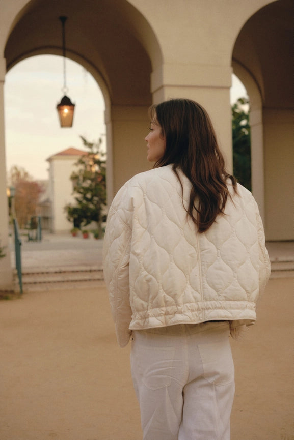 The Kara Jacket | Quilted Zip Jacket CREAM-Jacket-MOD REF-S-CREAM-Urbanheer
