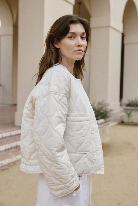 The Kara Jacket | Quilted Zip Jacket CREAM-Jacket-MOD REF-S-CREAM-Urbanheer