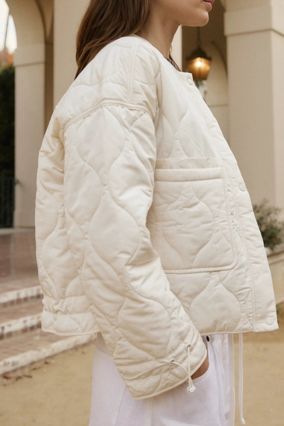 The Kara Jacket | Quilted Zip Jacket CREAM-Jacket-MOD REF-S-CREAM-Urbanheer