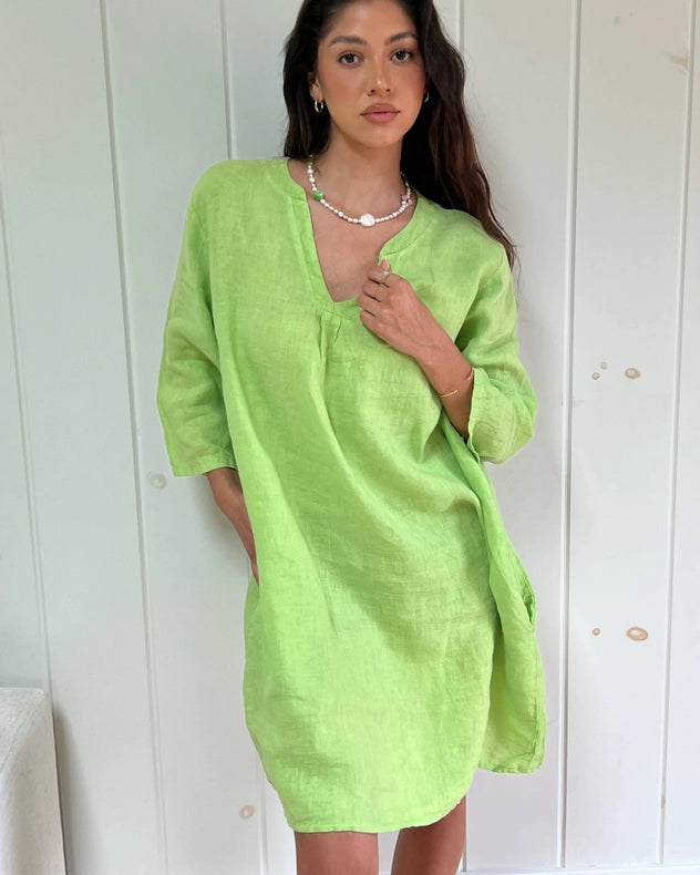 The Katy Linen Dress In Limon-Dress-Marché-OS-Urbanheer
