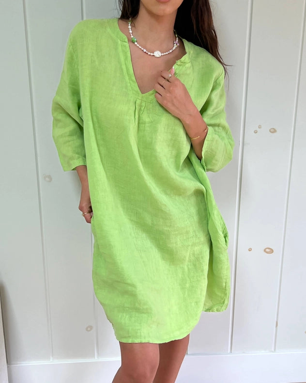 The Katy Linen Dress In Limon-Dress-Marché-OS-Urbanheer