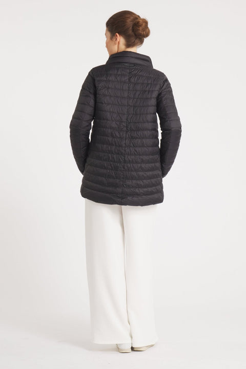The Knightsbridge | Lightweight 2 in 1 Reversible Down Coat | Matte Black / Taupe