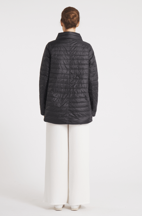 The Knightsbridge | Lightweight 2 in 1 Reversible Down Coat | Matte Black / Taupe
