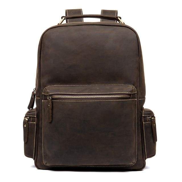 The Langley Backpack | Genuine Vintage Leather Backpack-Backpack-Steel Horse Leather-Leather-Dark Brown-Urbanheer