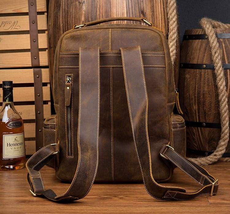 The Langley Backpack | Genuine Vintage Leather Backpack-Backpack-Steel Horse Leather-Leather-Brown-Urbanheer