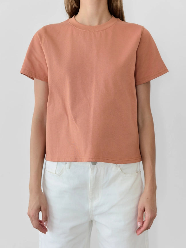 The Lanie Top | Everyday Cotton T-Shirt LIGHT RUST-T-Shirt-MOD REF-S-LIGHT RUST-Urbanheer