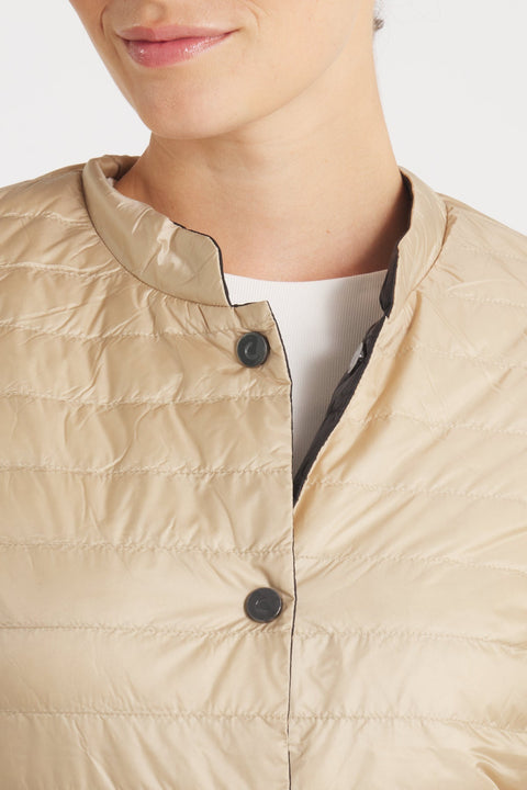 The Leicester in Matte | 2 in 1 Reversible Down Jacket | Midnight Black / Taupe