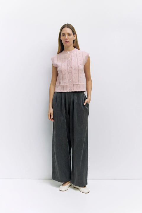 The Linda Vest | Pointelle Sweater Vest - Pink