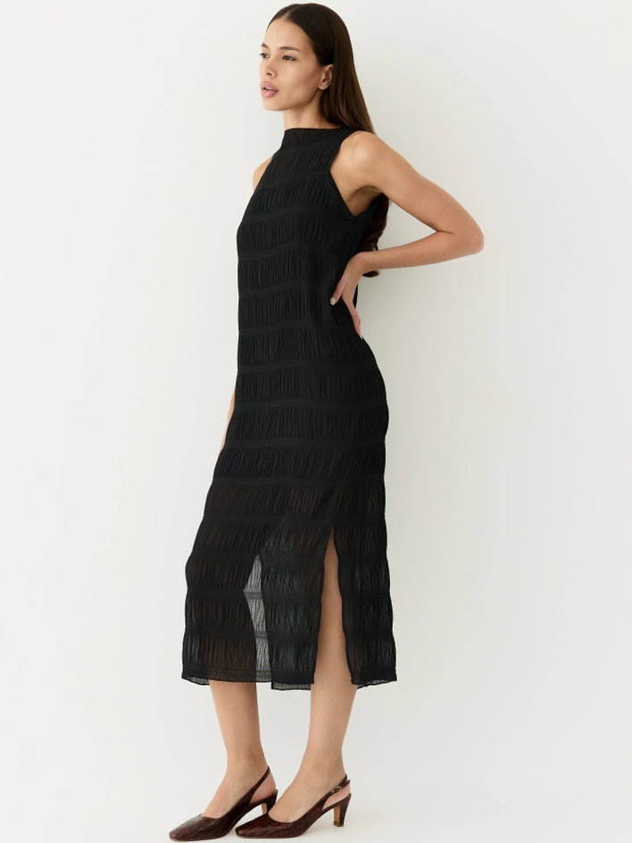 The Malika Dress | Crinkled Boat Neck Maxi Dress BLACK-Dress-All Row-S-CREAM-Urbanheer