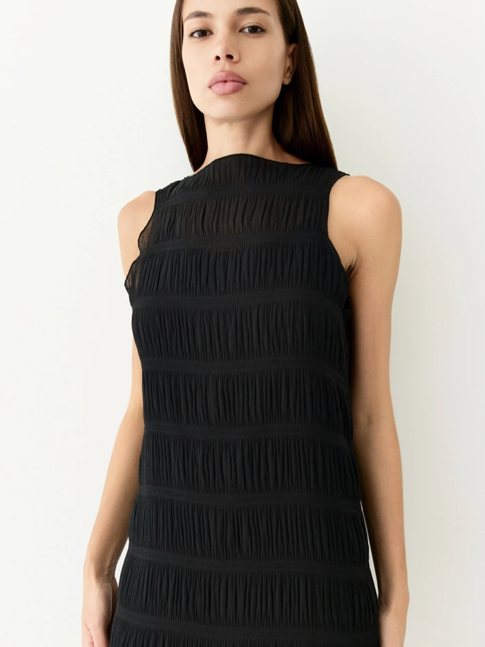 The Malika Dress | Crinkled Boat Neck Maxi Dress BLACK-Dress-All Row-S-CREAM-Urbanheer