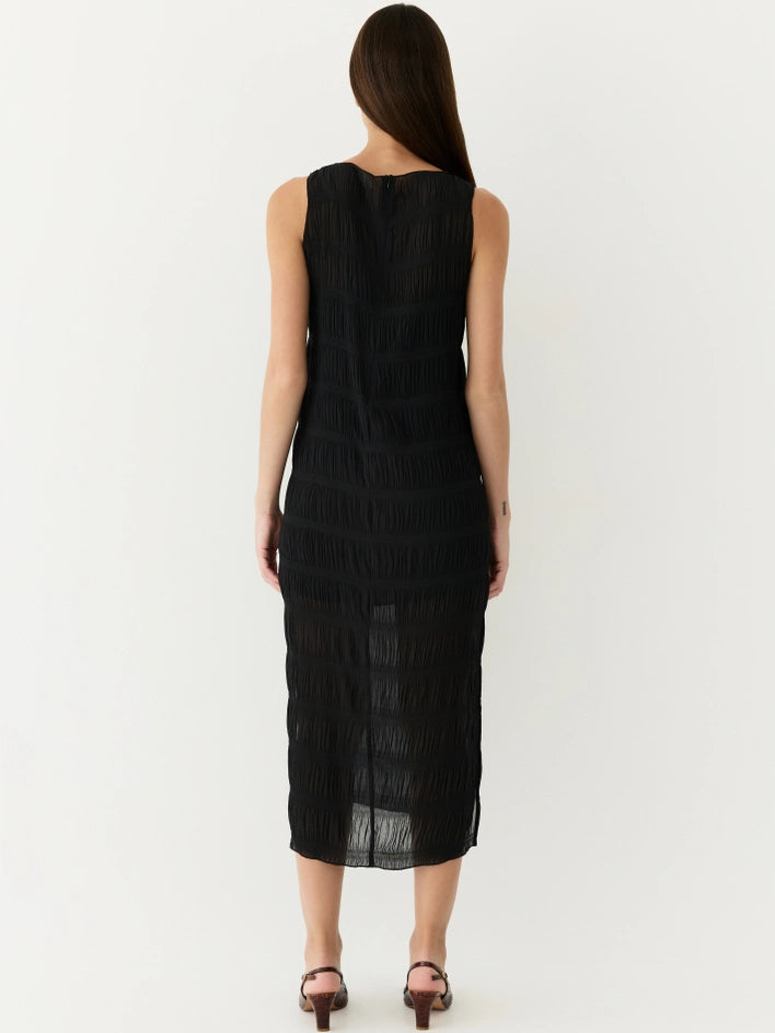 The Malika Dress | Crinkled Boat Neck Maxi Dress BLACK-Dress-All Row-S-CREAM-Urbanheer