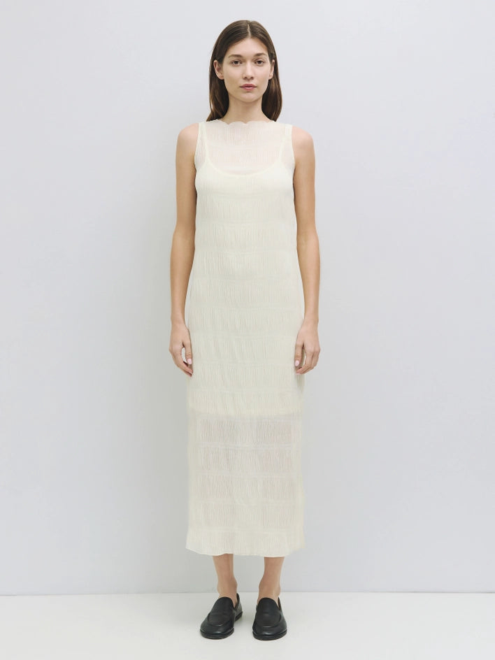 The Malika Dress | Crinkled Boat Neck Maxi Dress CREAM-Dress-All Row-S-CREAM-Urbanheer