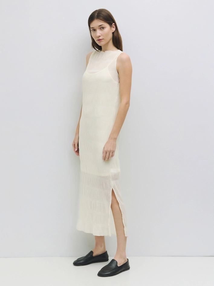 The Malika Dress | Crinkled Boat Neck Maxi Dress CREAM-Dress-All Row-S-CREAM-Urbanheer