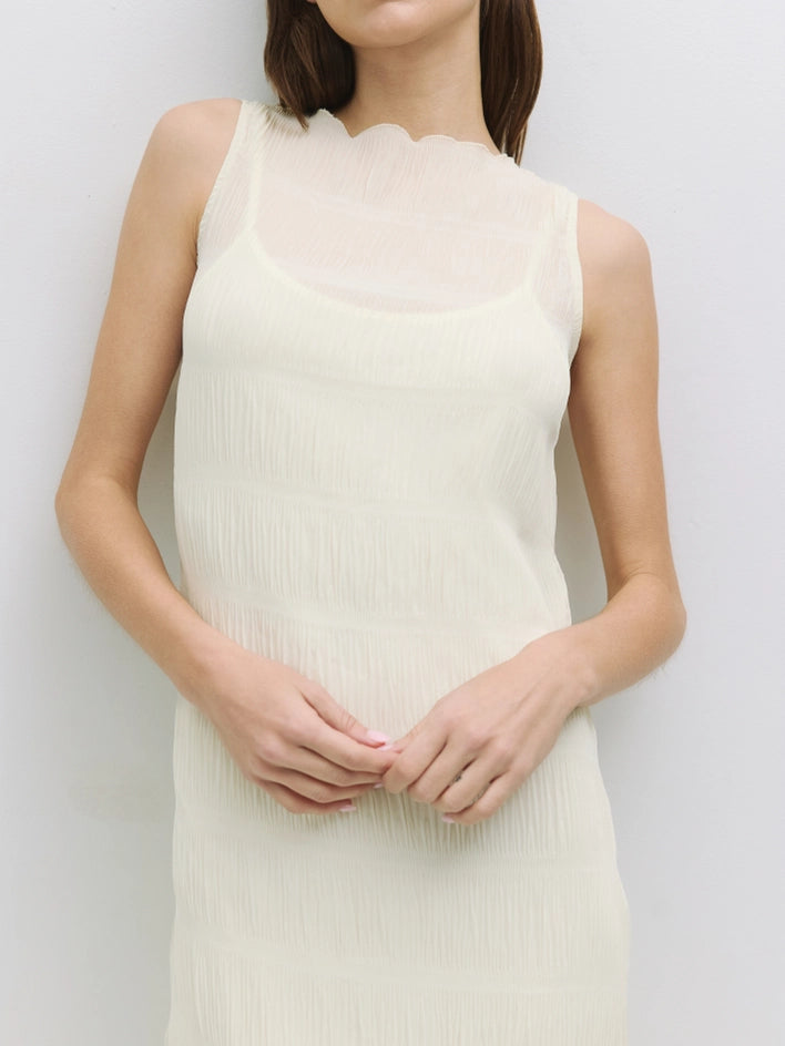 The Malika Dress | Crinkled Boat Neck Maxi Dress CREAM-Dress-All Row-S-CREAM-Urbanheer