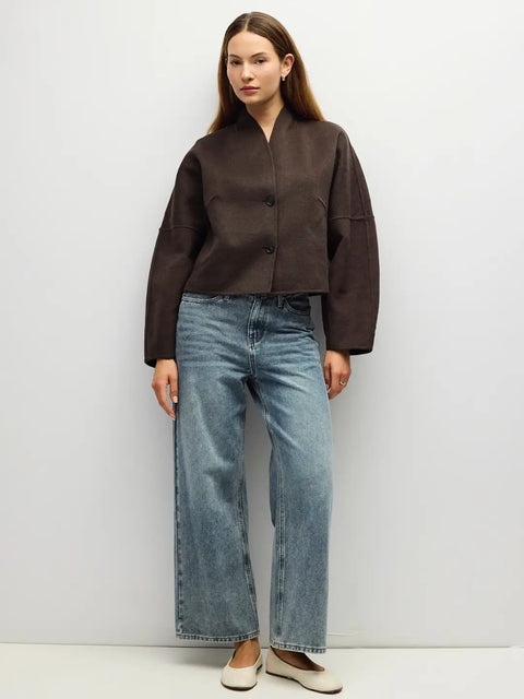 The Mandy Jacket | Felt Paneled Wool Jacket