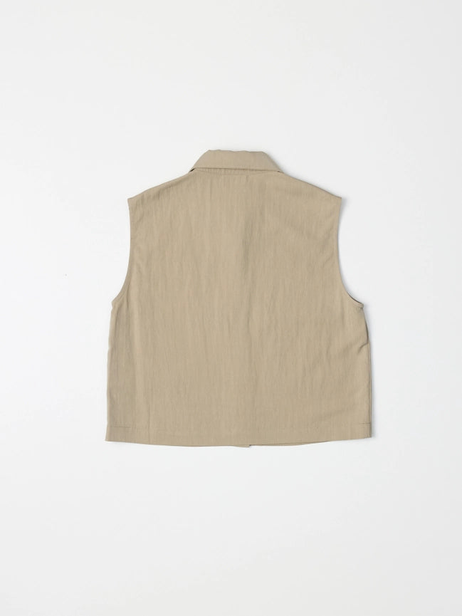 The Marion Top | Sleeveless Shirt with Cargo Pockets BEIGE-Top-MOD REF-S-BEIGE-Urbanheer