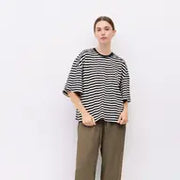 The Max Top | Striped Boxy Elbow Tee