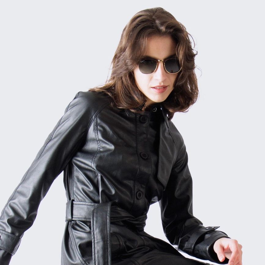 The Midnight Leather Trench Coat-Coat-Fadcloset-XS-Black-Urbanheer