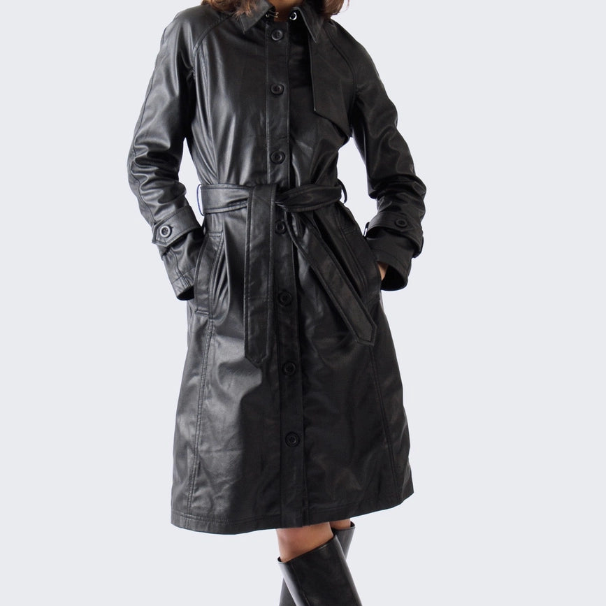 The Midnight Leather Trench Coat-Coat-Fadcloset-XS-Black-Urbanheer