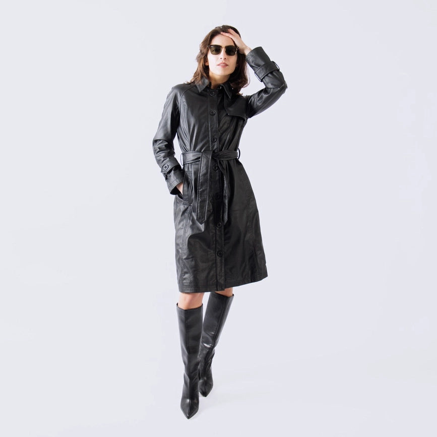 The Midnight Leather Trench Coat-Coat-Fadcloset-XS-Black-Urbanheer