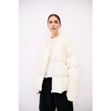 The Mila Jacket | Puffer Jacket with Neck Tie Detail