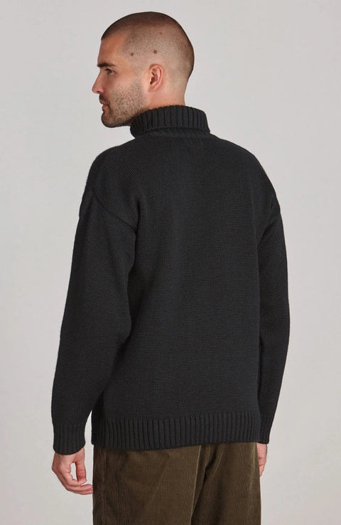 The Modern Submariner - Roll Neck Merino Wool Jumper Black-Jumper-Paul James Knitwear-XS-Black-Urbanheer