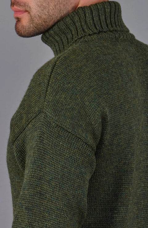 The Modern Submariner - Roll Neck Merino Wool Jumper Green-Jumper-Paul James Knitwear-XS-Green-Urbanheer