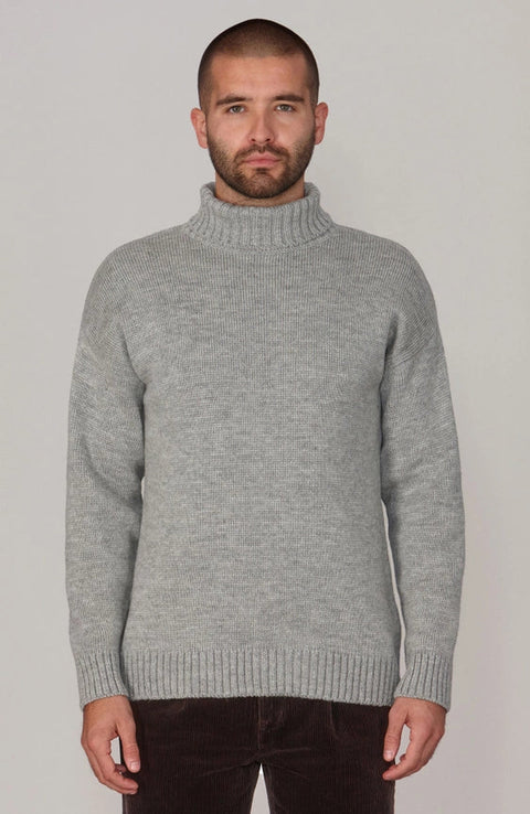 The Modern Submariner - Roll Neck Merino Wool Jumper Light Grey-Jumper-Paul James Knitwear-S-Light Grey-Urbanheer
