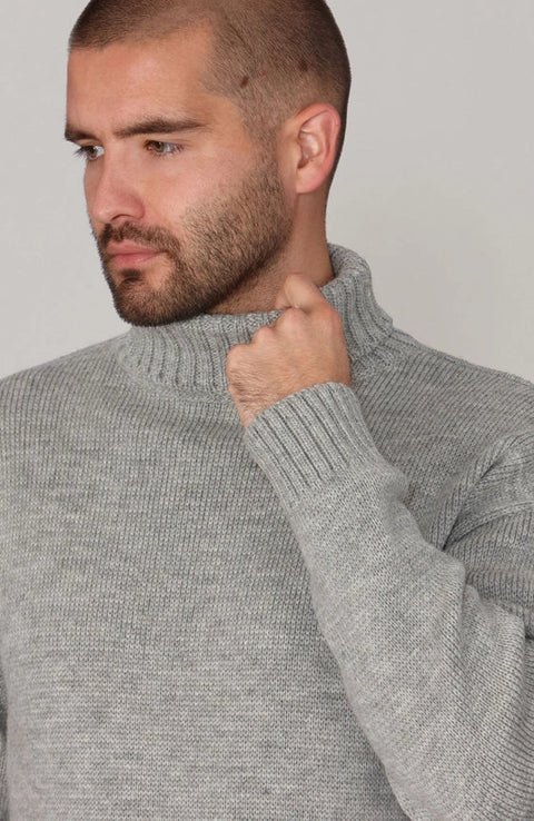 The Modern Submariner - Roll Neck Merino Wool Jumper Light Grey-Jumper-Paul James Knitwear-S-Light Grey-Urbanheer