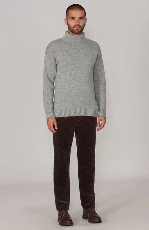 The Modern Submariner - Roll Neck Merino Wool Jumper Light Grey-Jumper-Paul James Knitwear-S-Light Grey-Urbanheer
