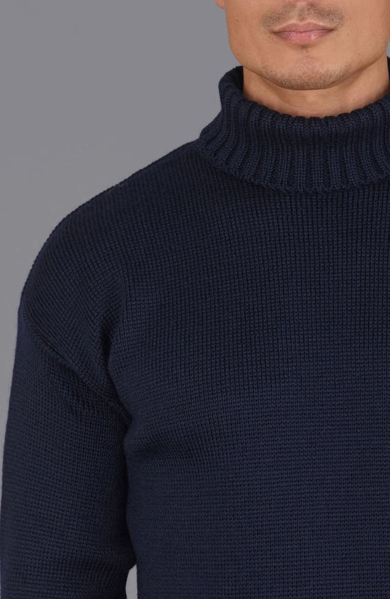 The Modern Submariner - Roll Neck Merino Wool Jumper Navy-Jumper-Paul James Knitwear-XS-Navy-Urbanheer