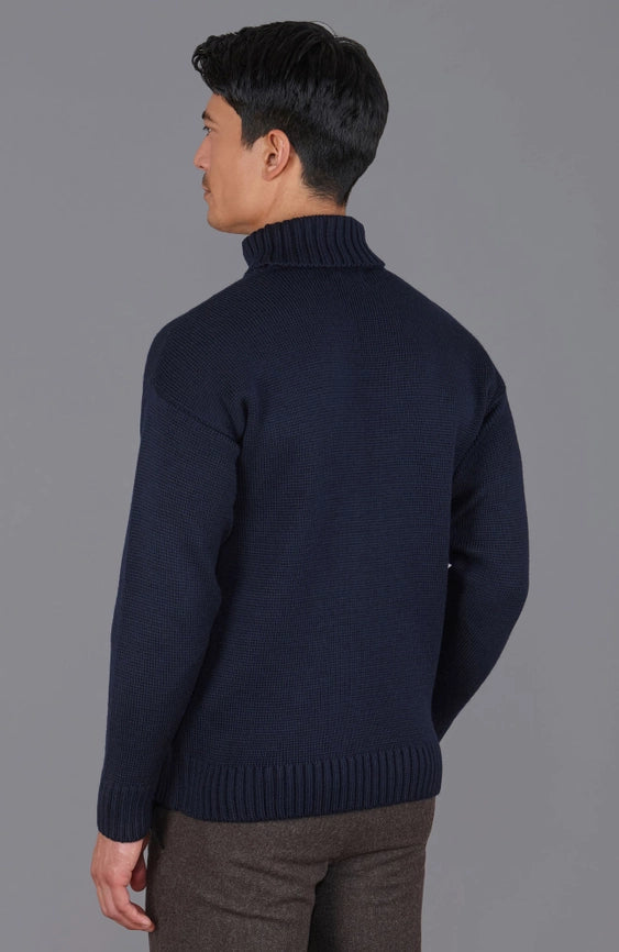 The Modern Submariner - Roll Neck Merino Wool Jumper Navy-Jumper-Paul James Knitwear-XS-Navy-Urbanheer